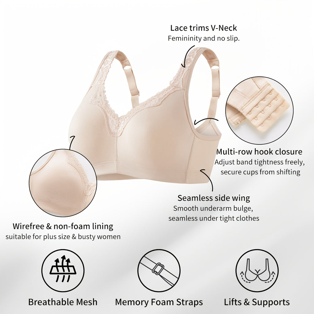 Soutien-gorge minimiseur grande taille, coton, jusqu'au 100F