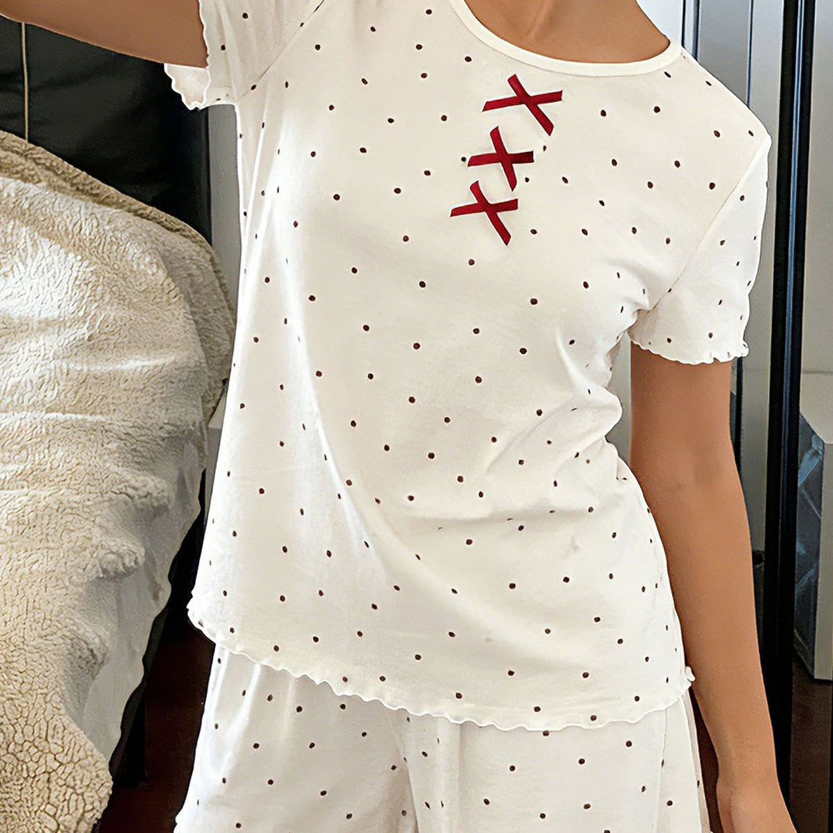 Pyjama grande taille à rayures, allure élégante — matière : polyester