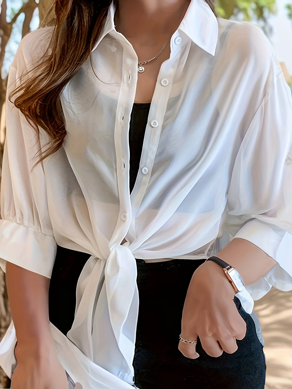 Blouse grande taille en soie, tombé fluide, autre coloris