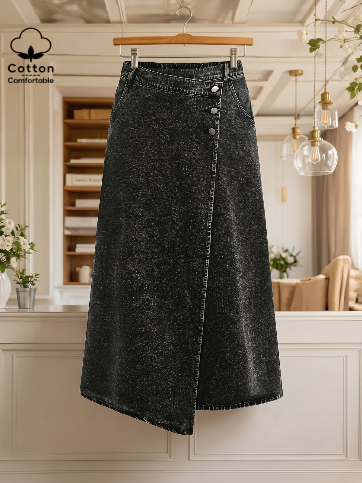 Jupe grande taille, coupe oversize, longueur midi, fente Image