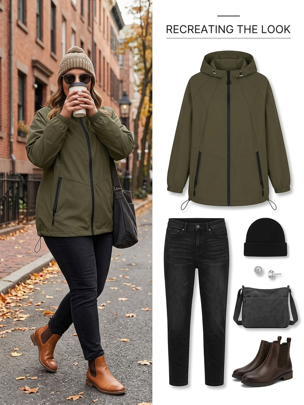 Manteau grande taille, fermeture zippée, esprit trench, vue de profil