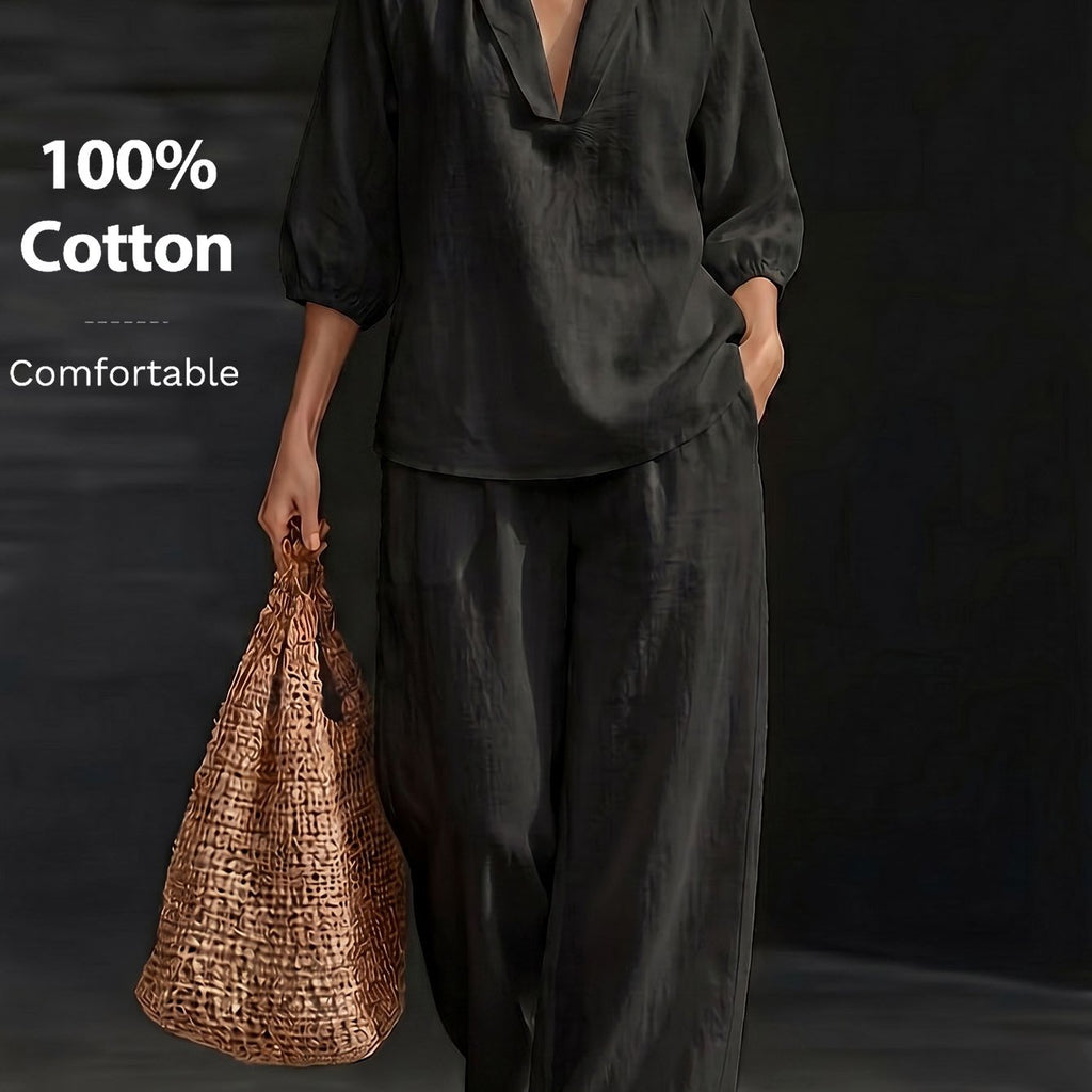 Ensemble grande taille, coupe ample, poches pratiques, toucher naturel — matière : coton