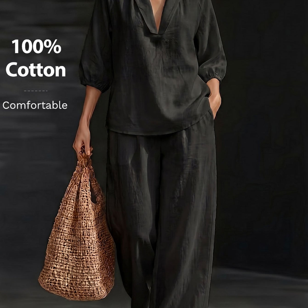 Ensemble grande taille, coupe ample, poches pratiques, toucher naturel — matière : coton Image