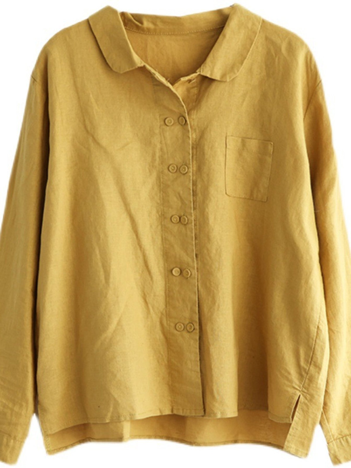 Chemise grande taille en lin, coupe ample, manches longues, tenue souple, vu de dos