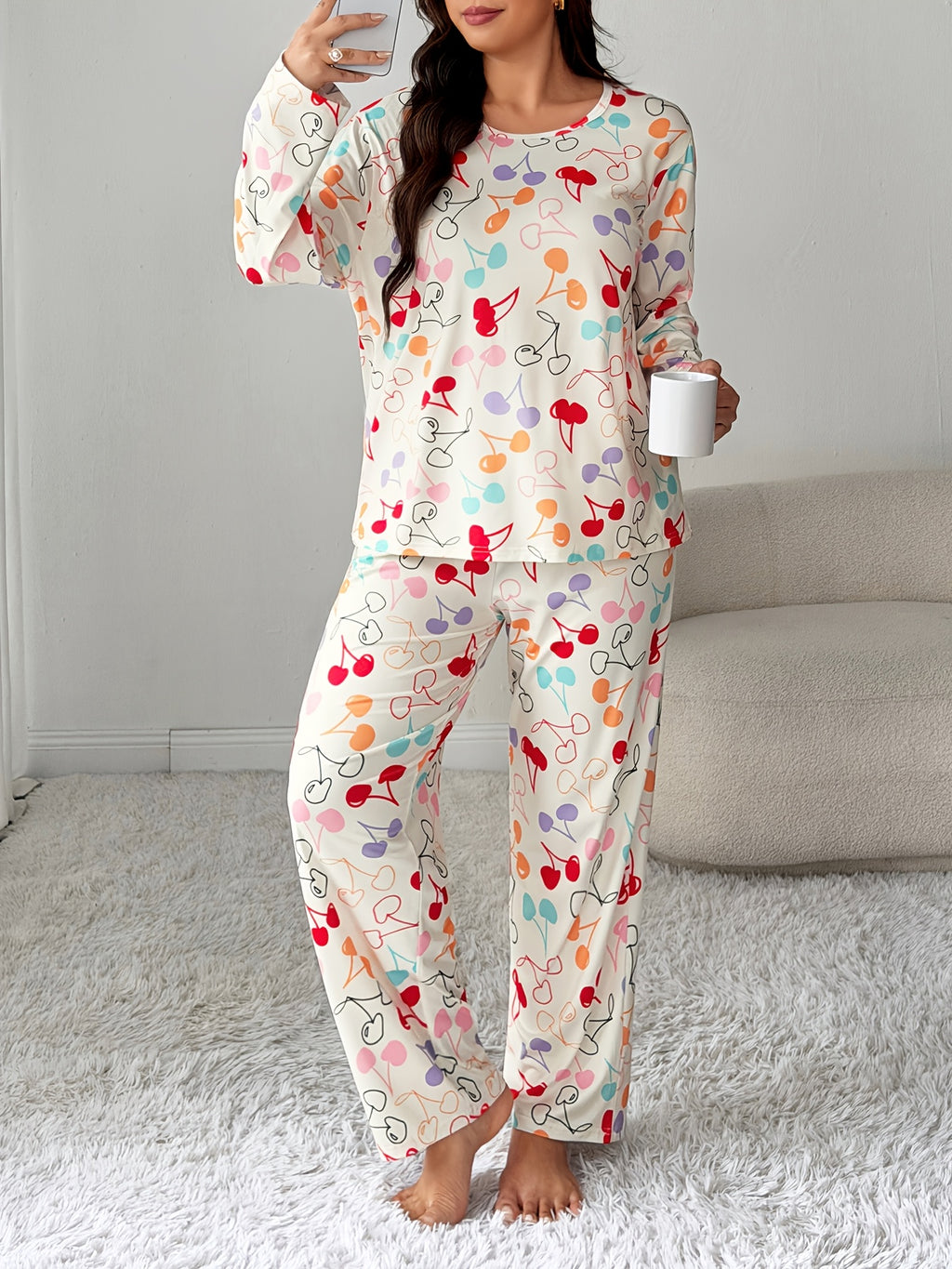 Pyjama grande taille, manches longues, vu de dos