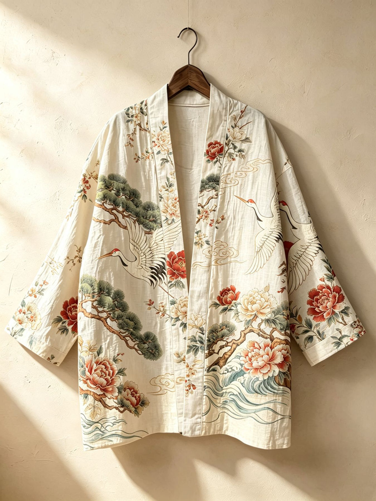 Kimono grande taille, col cardigan, manches longues, esprit décontracté Image