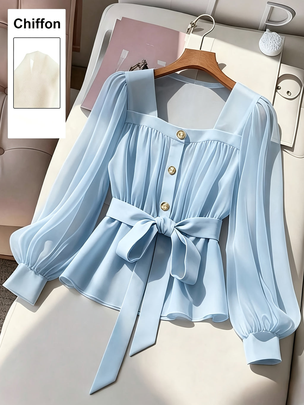 Top grande taille, ceinture assortie — matière : polyester