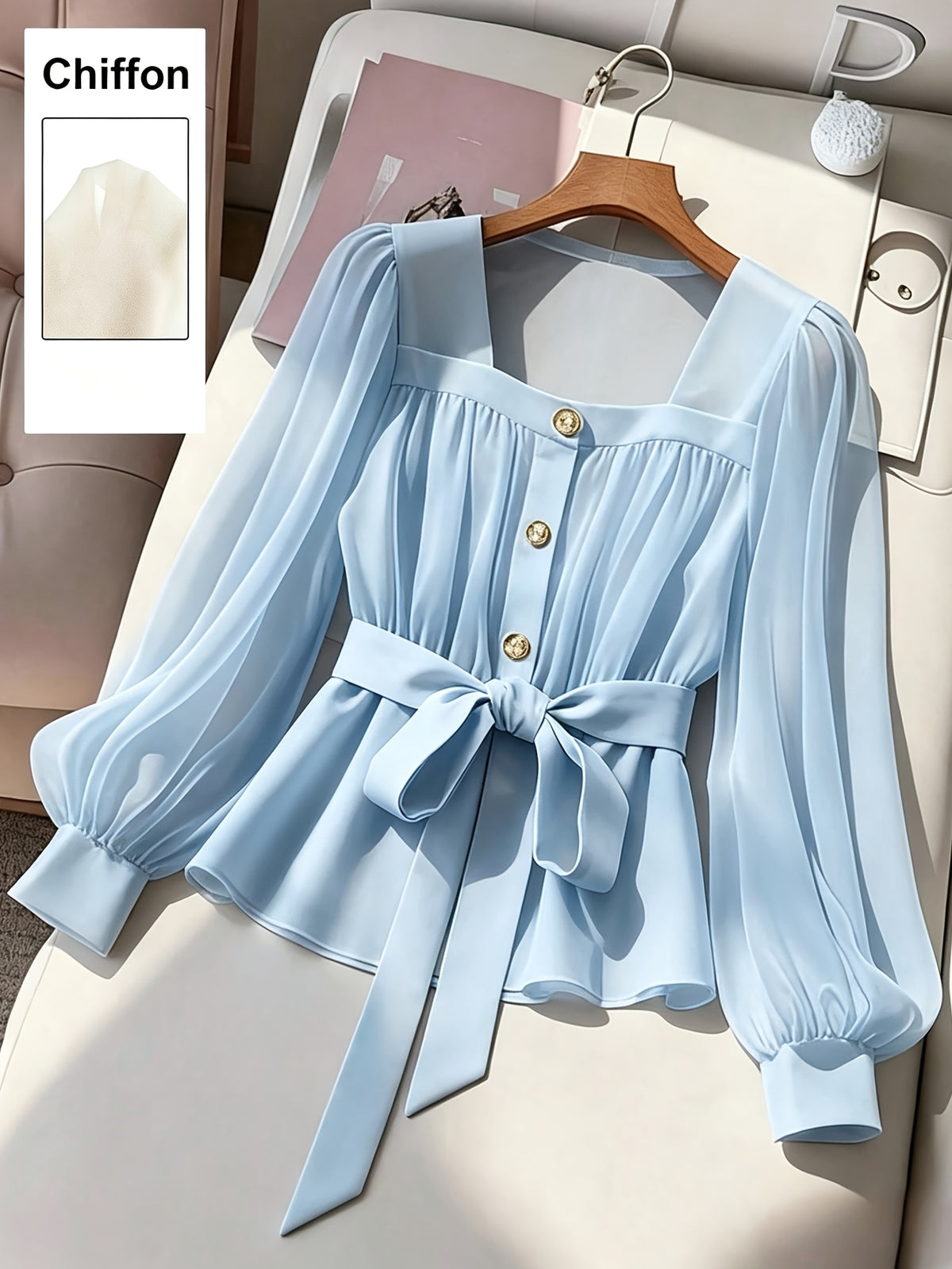 Top grande taille, ceinture assortie — matière : polyester