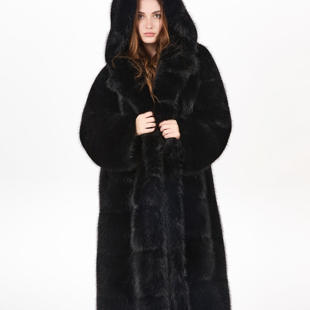 Manteau grande taille, coupe oversize, capuche, chaleur d'hiver — composition : 100% Polyester