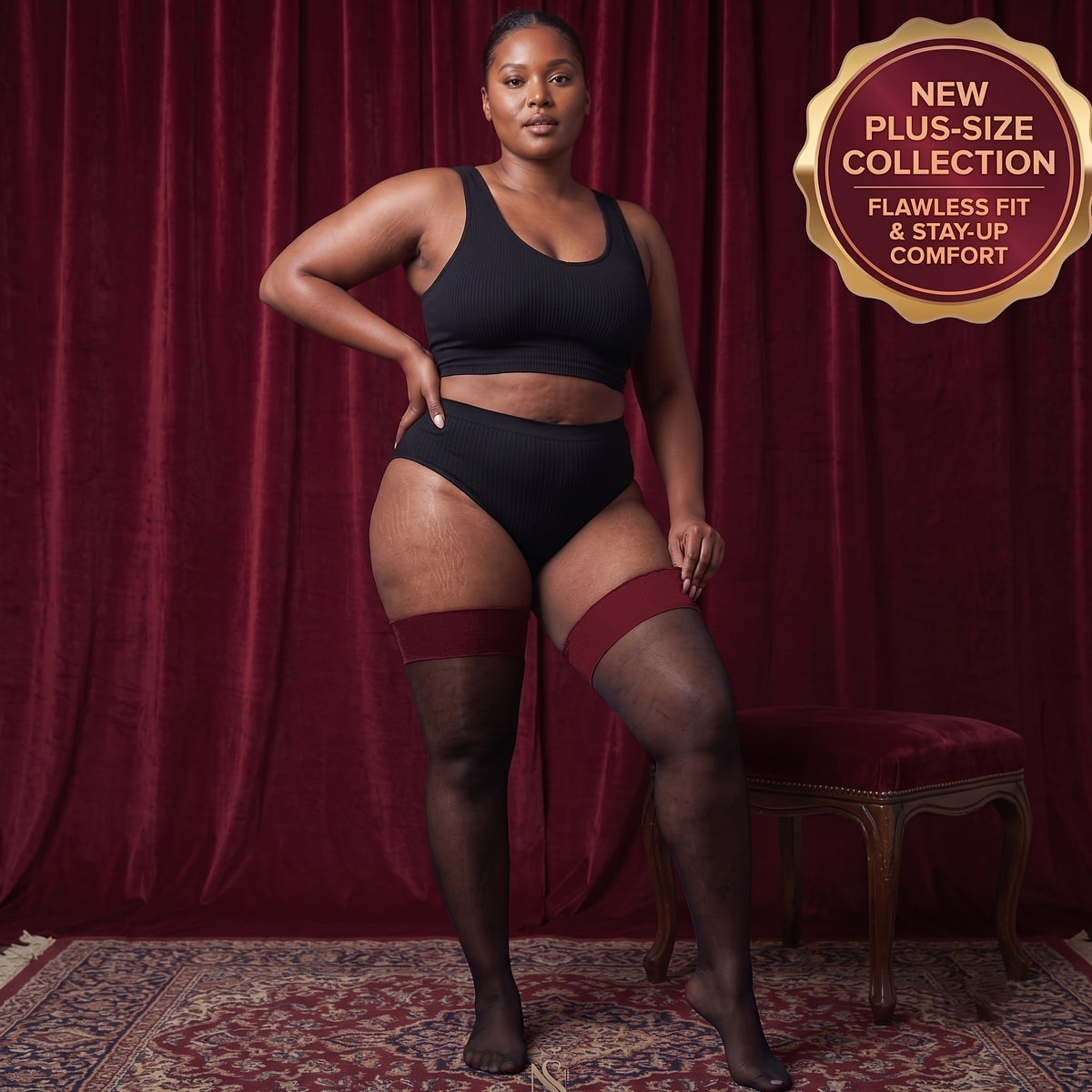 Chaussettes grande taille, coupe ample — matière : polyamide