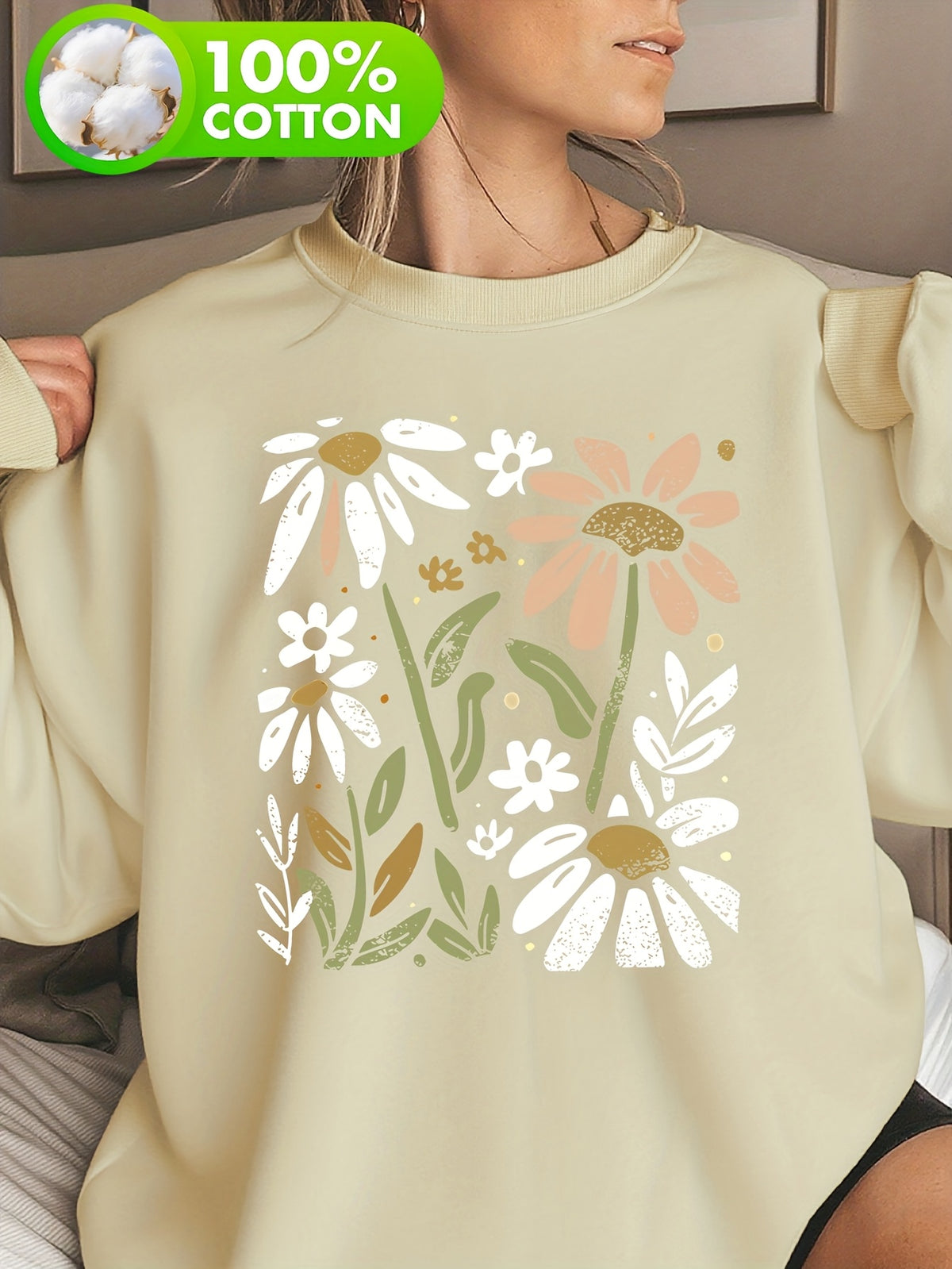 Sweat grande taille, col rond, toucher naturel, chaleur d'hiver, visuel produit