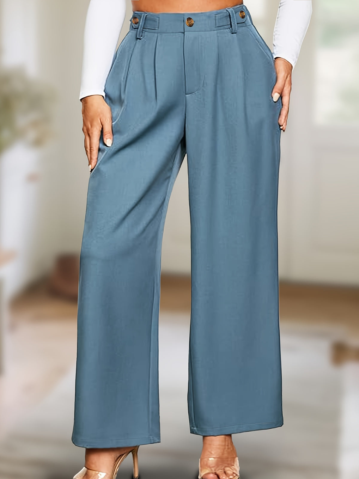 Pantalon grande taille, coupe droite, ligne nette, autre coloris