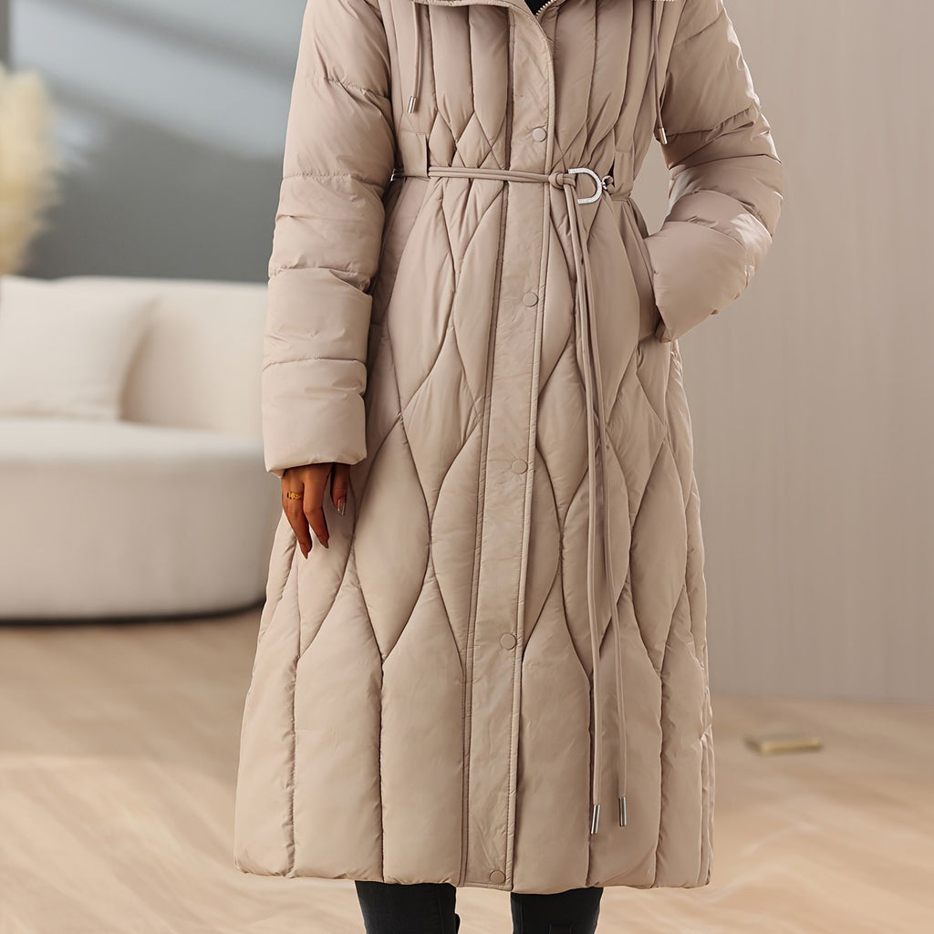 Manteau grande taille, coupe ajustée, capuche, chaleur d'hiver — composition : 100% Polyester