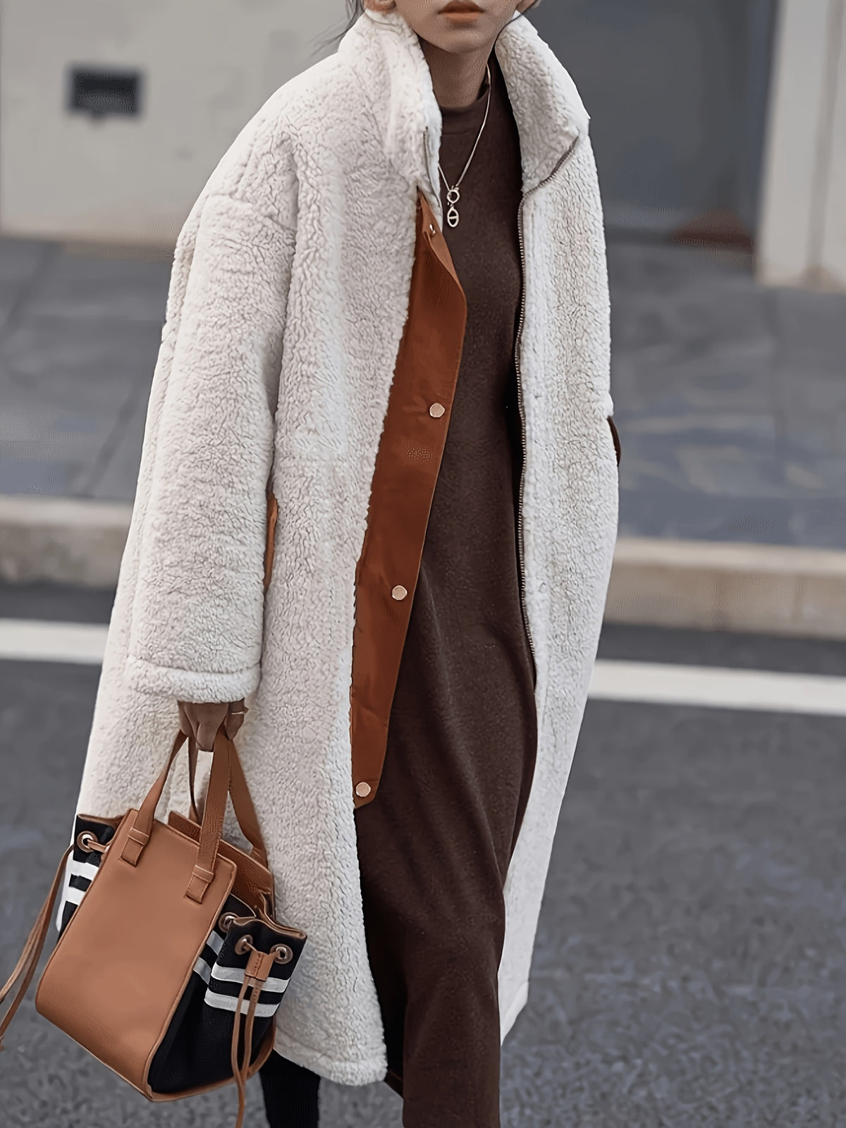 Manteau grande taille, col montant, fermeture zippée, chaleur d'hiver