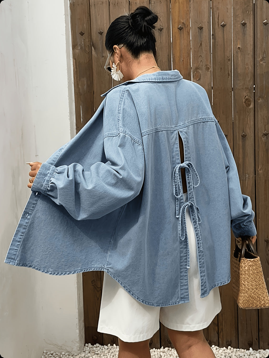 Chemise grande taille, coupe oversize, fente, tenue franche