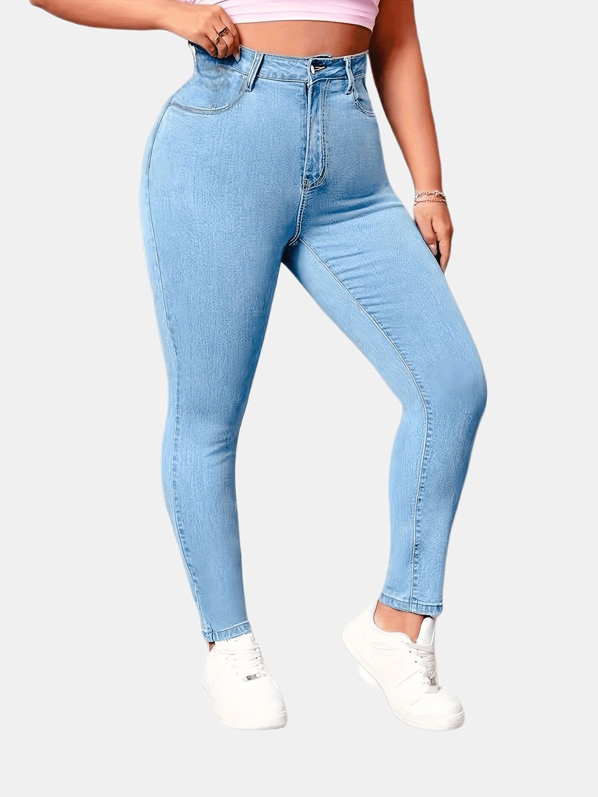 Jean grande taille, coupe longue, tombé fluide Image