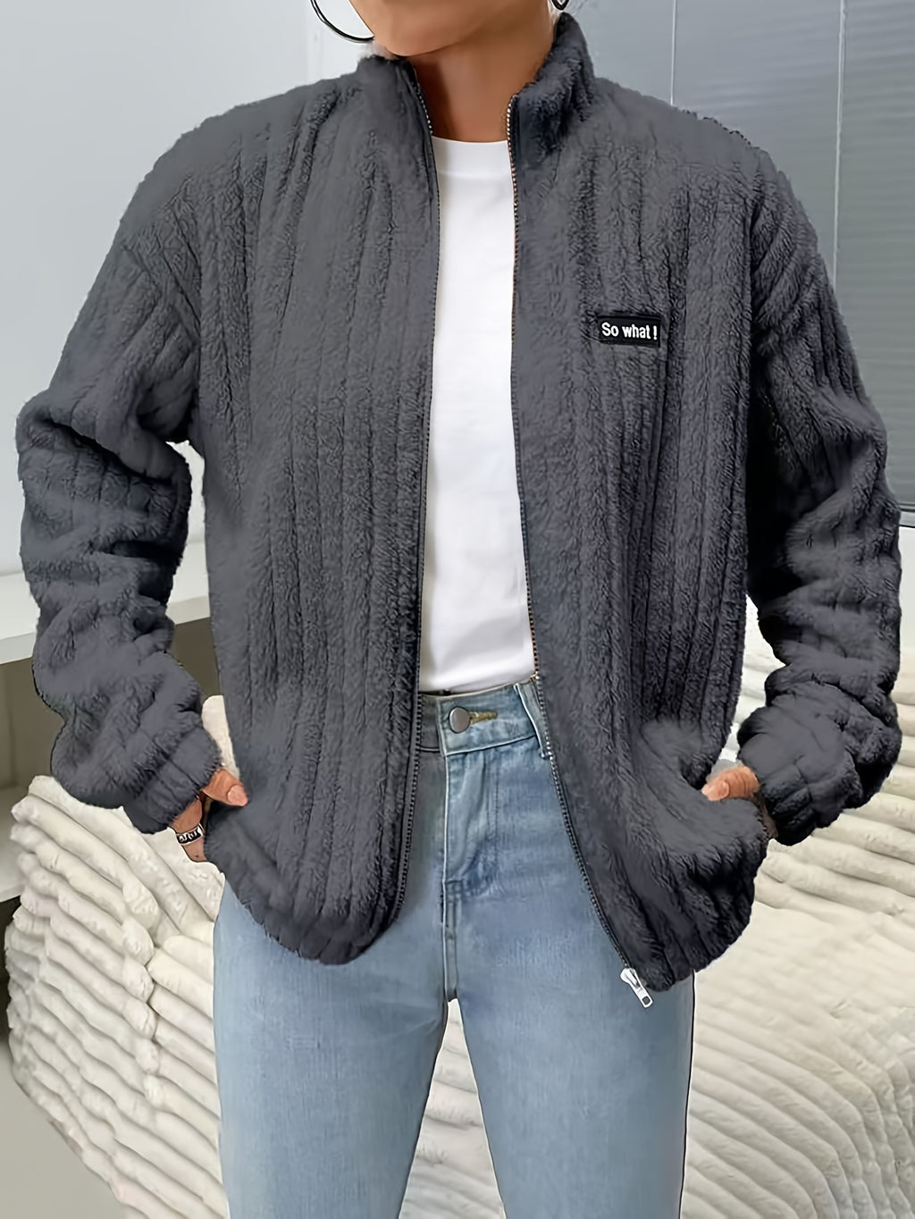 Veste grande taille, doublure, gros plan
