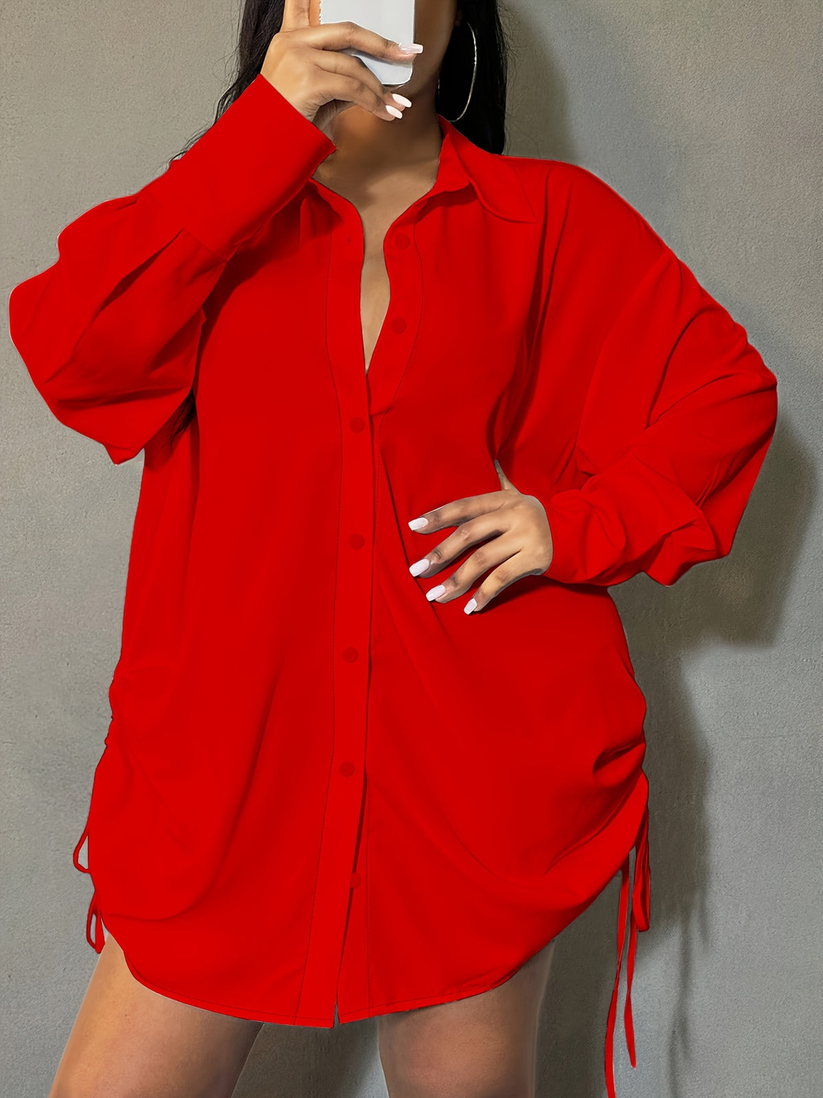 Chemise grande taille, boutonnage, manches longues Image