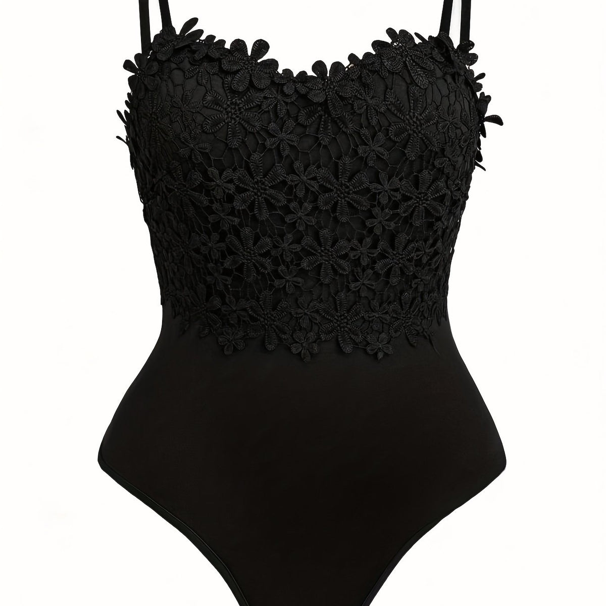 Body gainant grande taille en dentelle, encolure nette, effet ajouré — composition : 100% Polyester