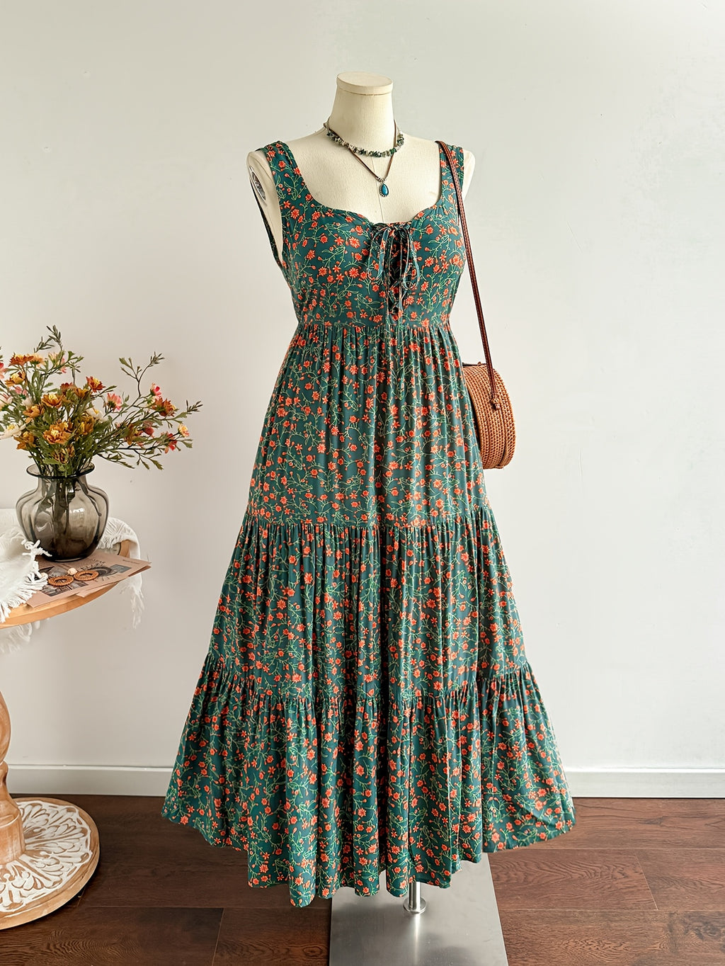 Robe longue grande taille — Viscose bohème à dos smocké