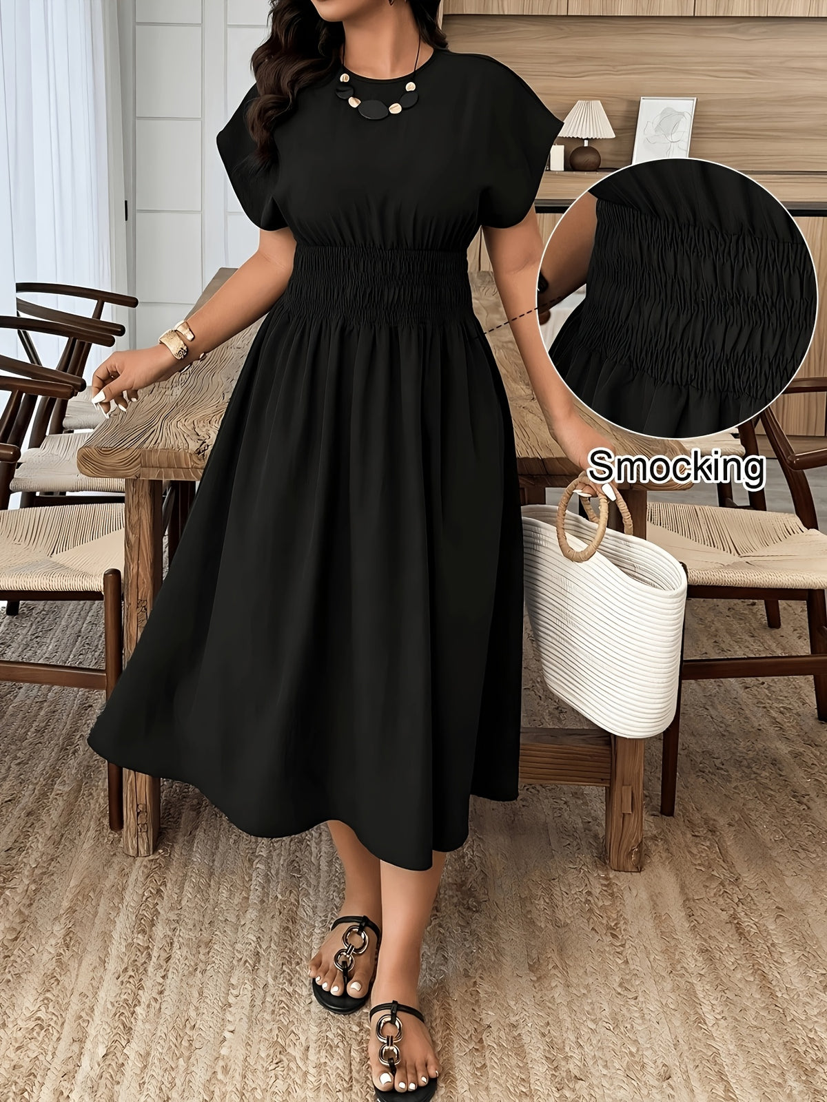 Robe grande taille, coupe ample, longueur midi