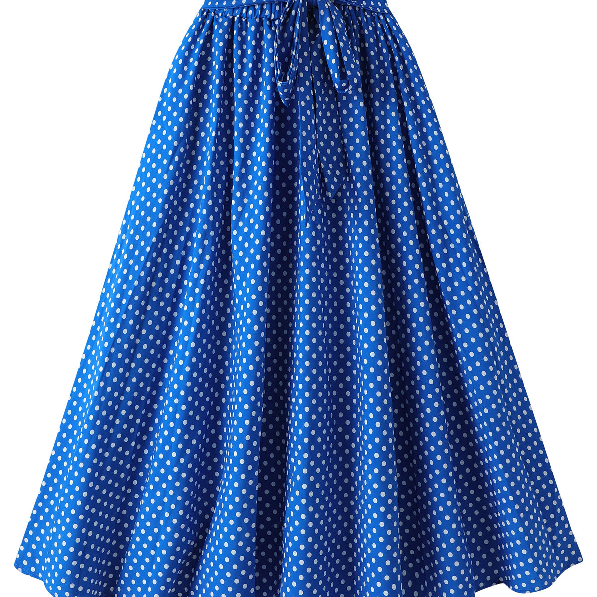 Jupe grande taille à pois, coupe évasée, ceinture assortie — composition : 95% Polyester, 5% Élasthanne Image