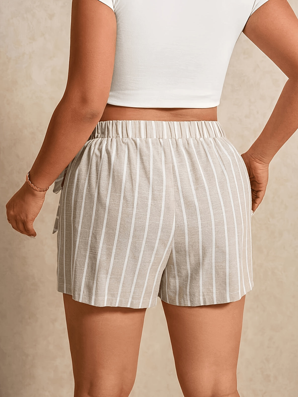 Jupe-short grande taille à rayures — composition : 100% Polyester