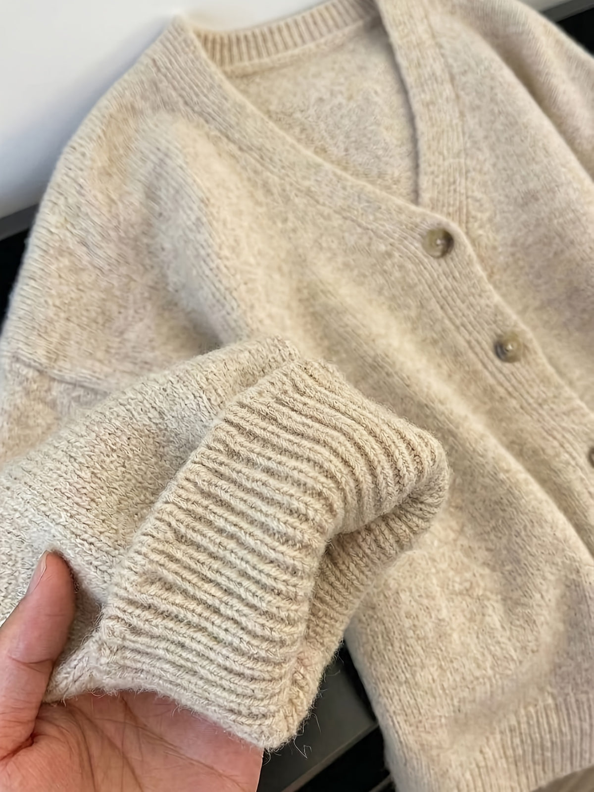 Pull grande taille, coupe ample, col V, chaleur d'hiver, vu de dos