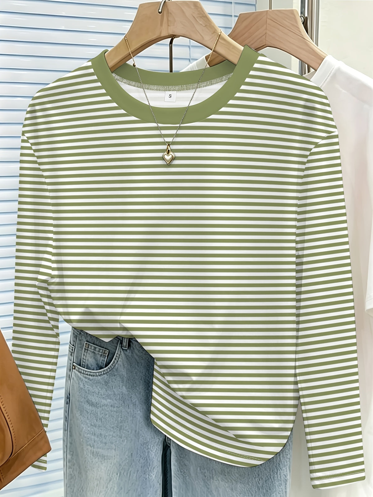 T-shirt grande taille à rayures, coupe oversize, manches longues