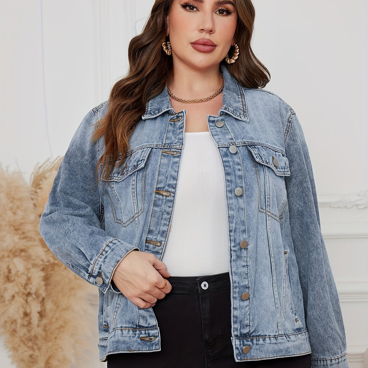 Veste grande taille, tombé fluide — matière : viscose Image