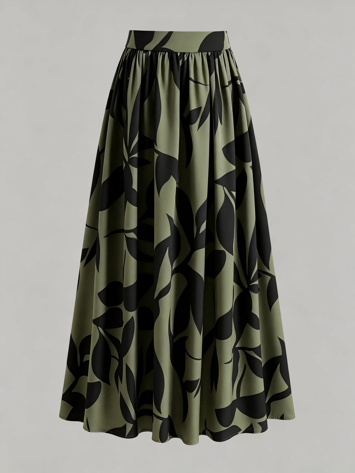 Jupe grande taille à imprimé fleuri, esprit décontracté, détail du tissu