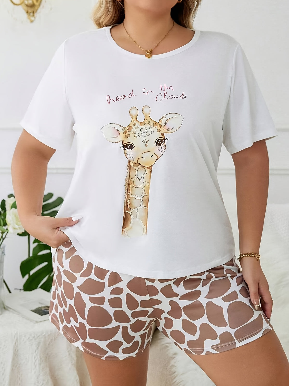 Pyjama grande taille, manches courtes Image