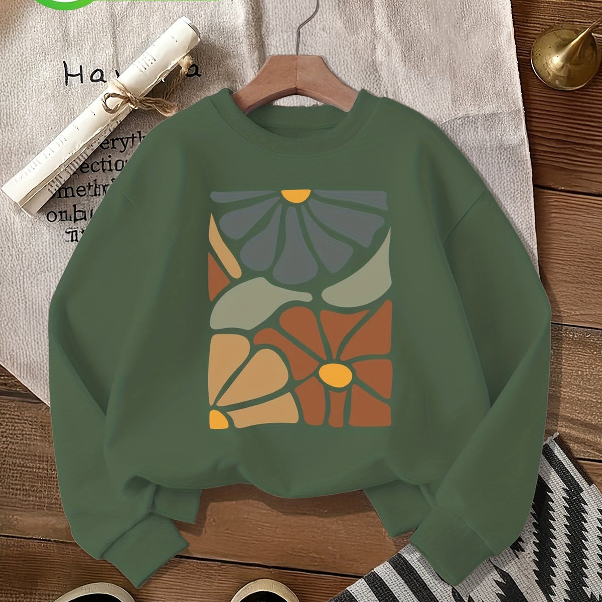 Pull grande taille, col rond, toucher naturel, chaleur d'hiver — matière : coton Image