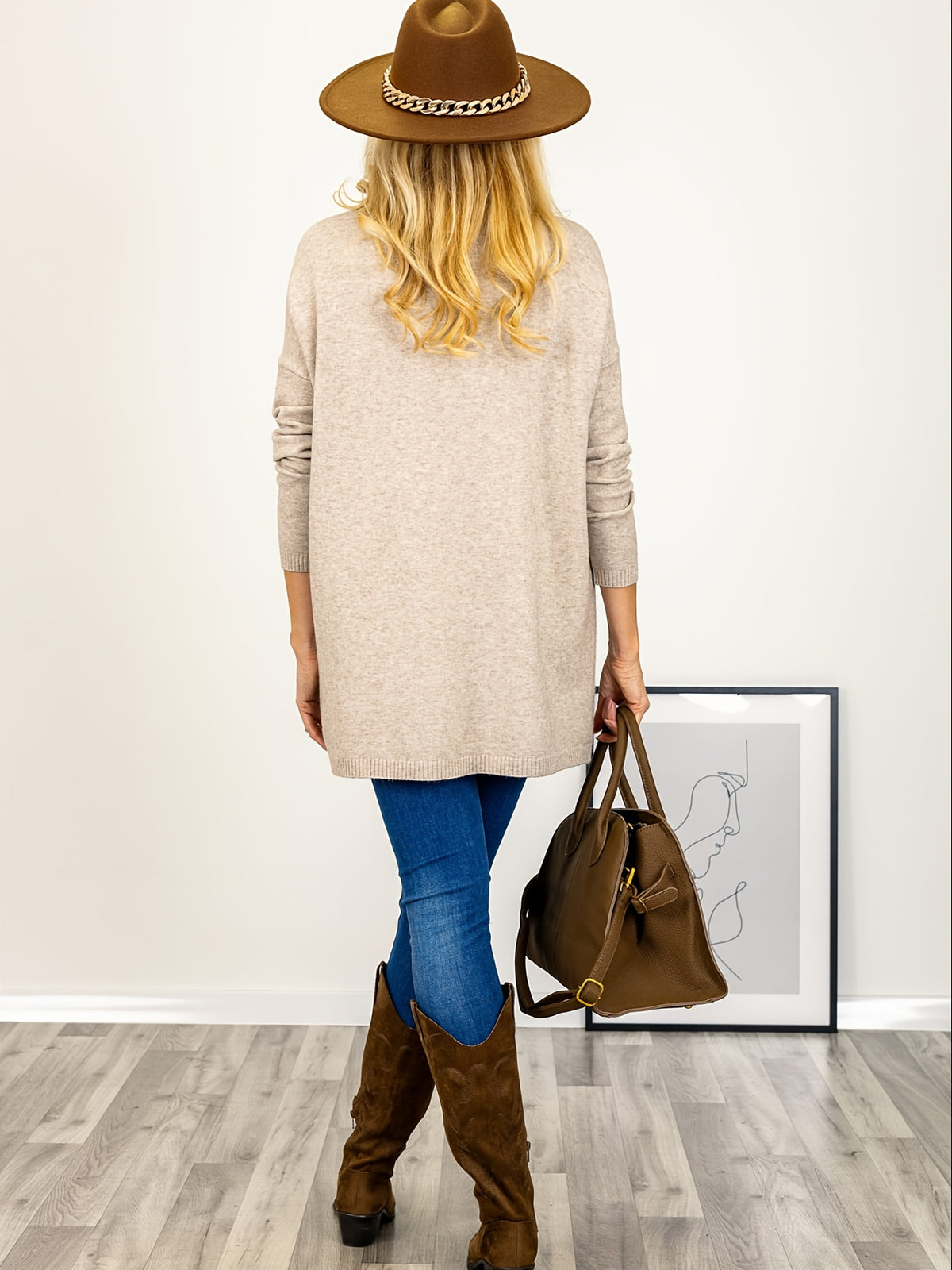 Pull grande taille, col roulé, chaleur d'hiver, porté de face