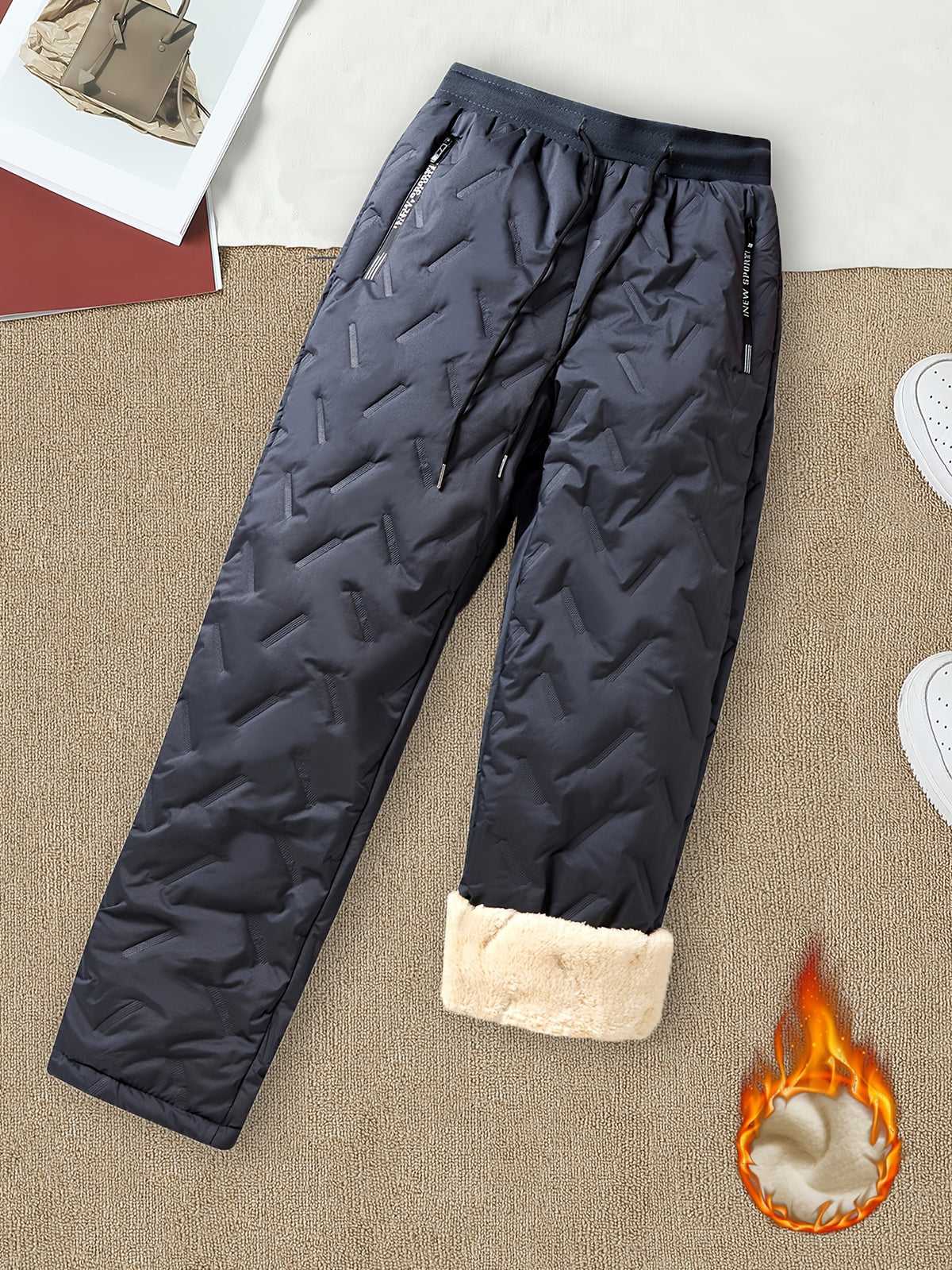 Pantalon de sport grande taille — Matelassé doublé sherpa d'hiver