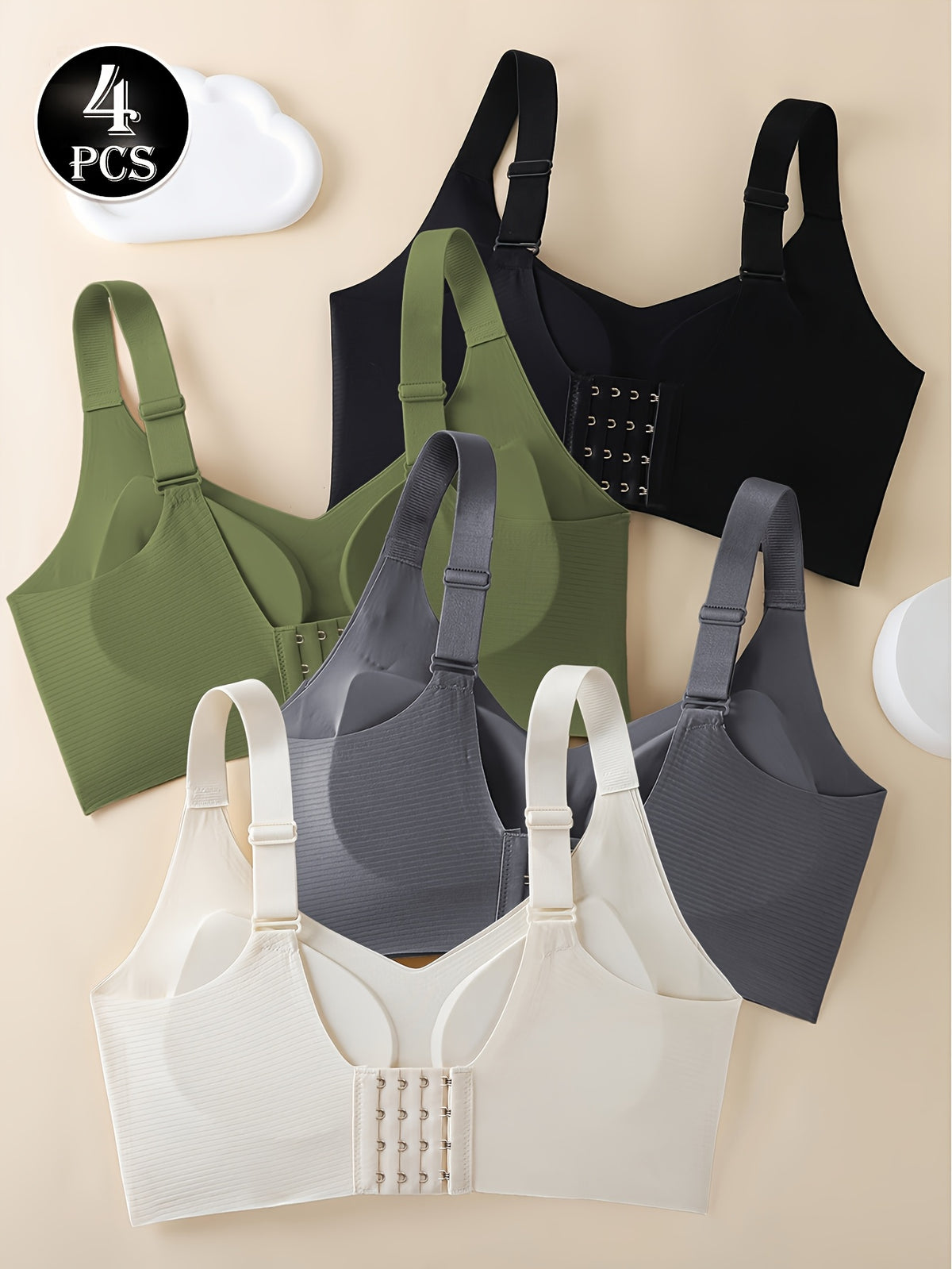 Soutien-gorge grande taille — Quatuor en maille côtelée
