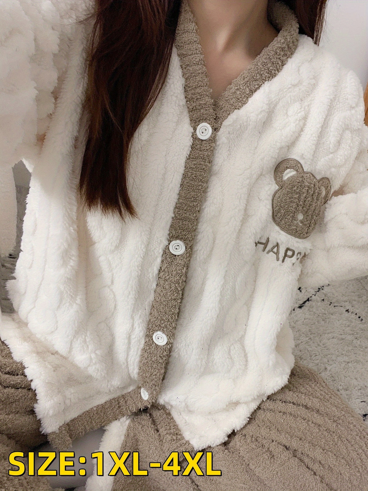 Pyjama grande taille, chaleur d'hiver, mise en situation