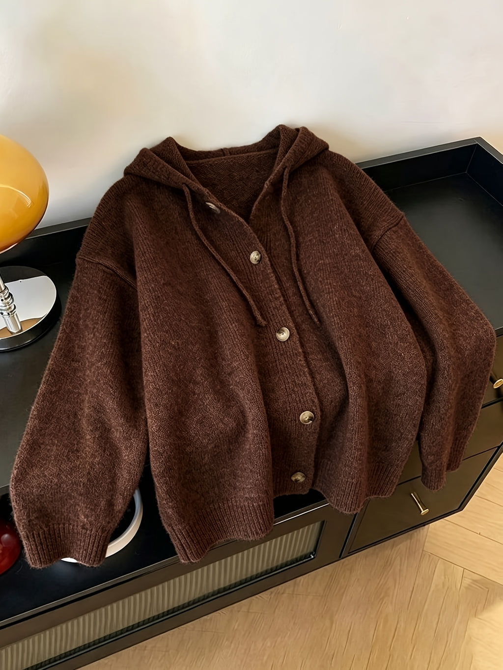 Cardigan grande taille, coupe ample, manches longues, chaleur d'hiver, vue de profil