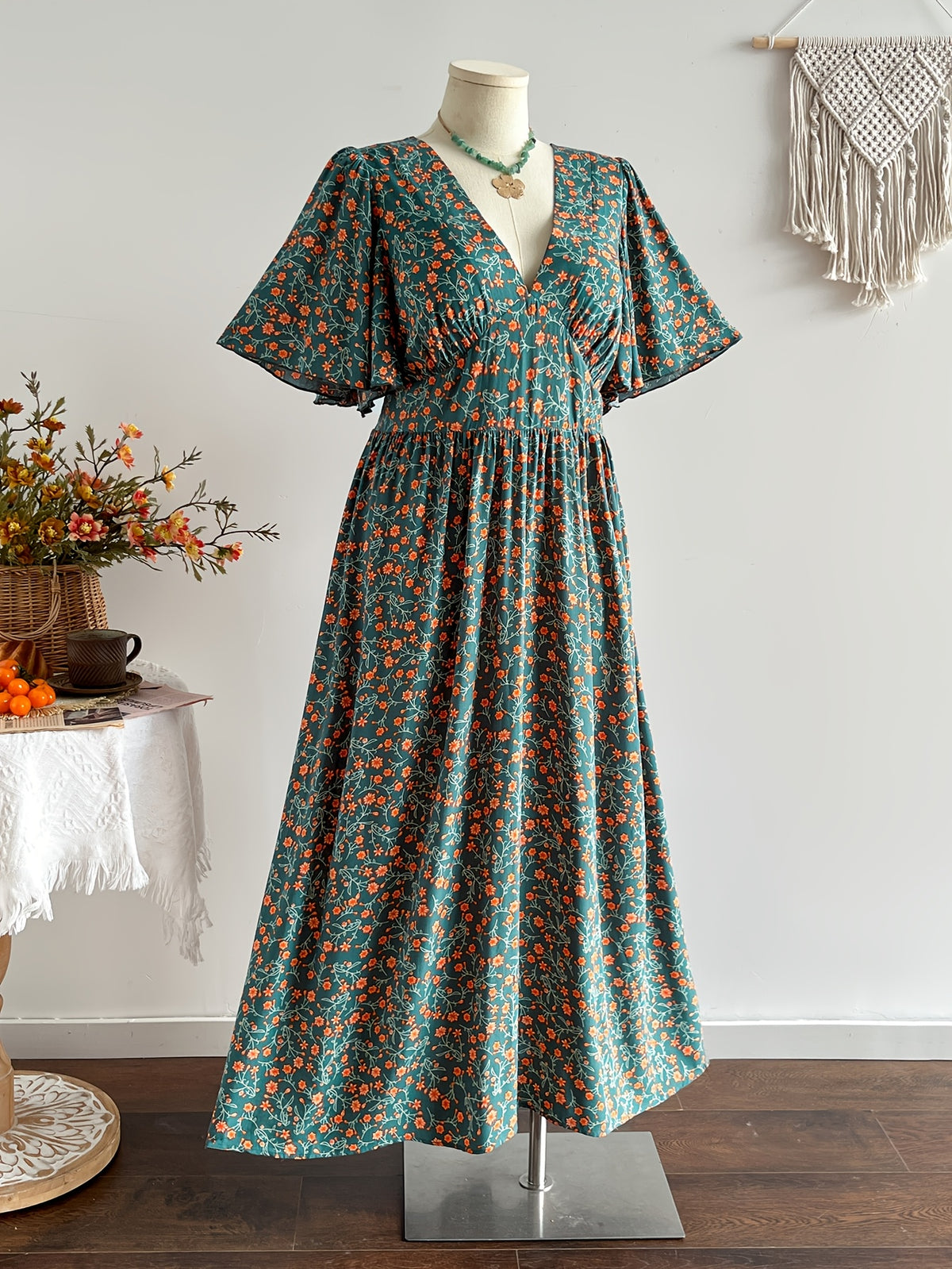 Robe maxi grande taille, trois imprimés en viscose mate