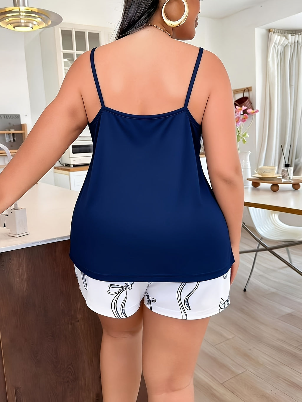 Pyjama grande taille, coupe ample, esprit décontracté — composition : 95% Polyester, 5% Élasthanne
