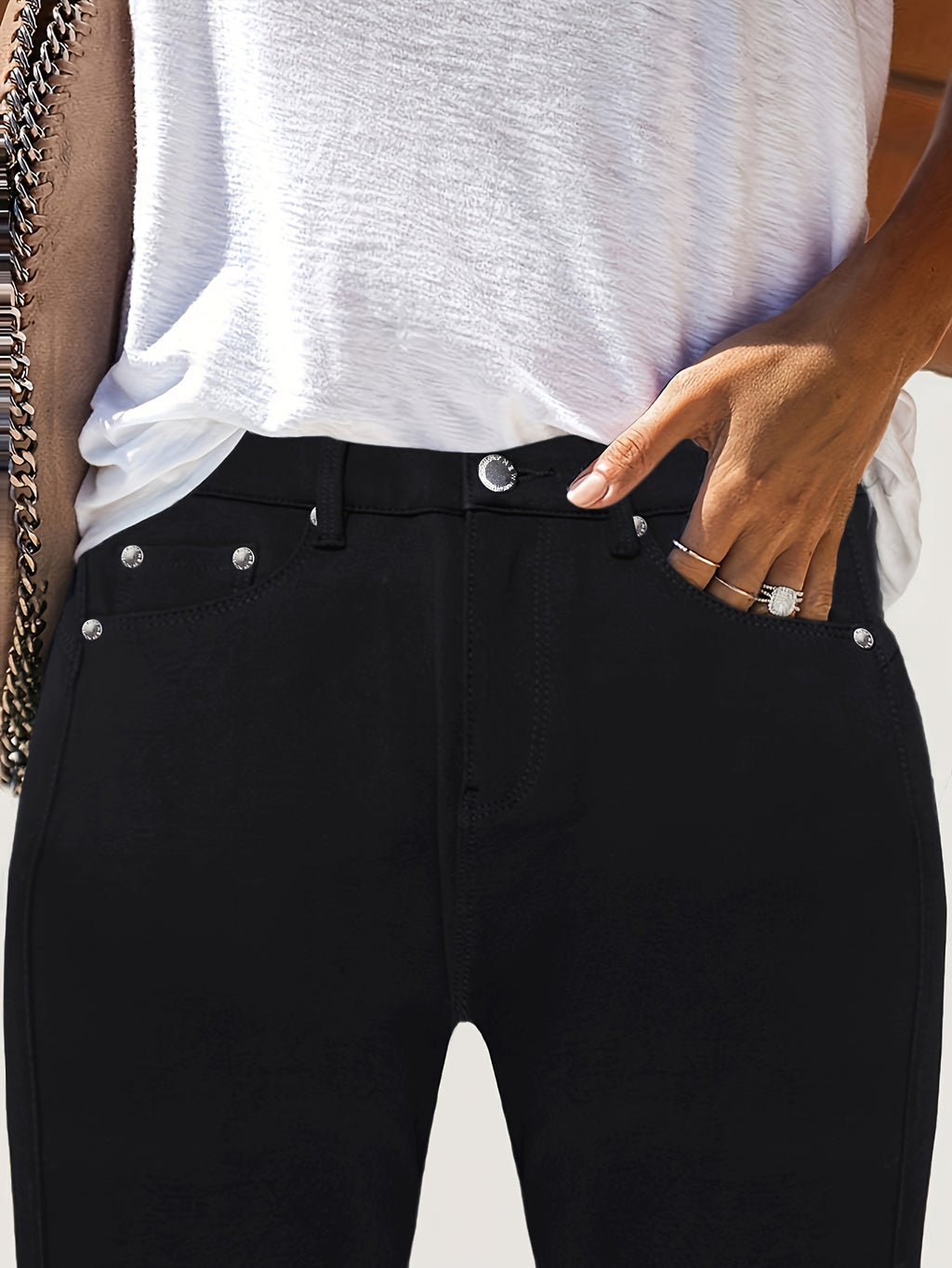 Pantalon slim grande taille, quatre teintes, cinq poches