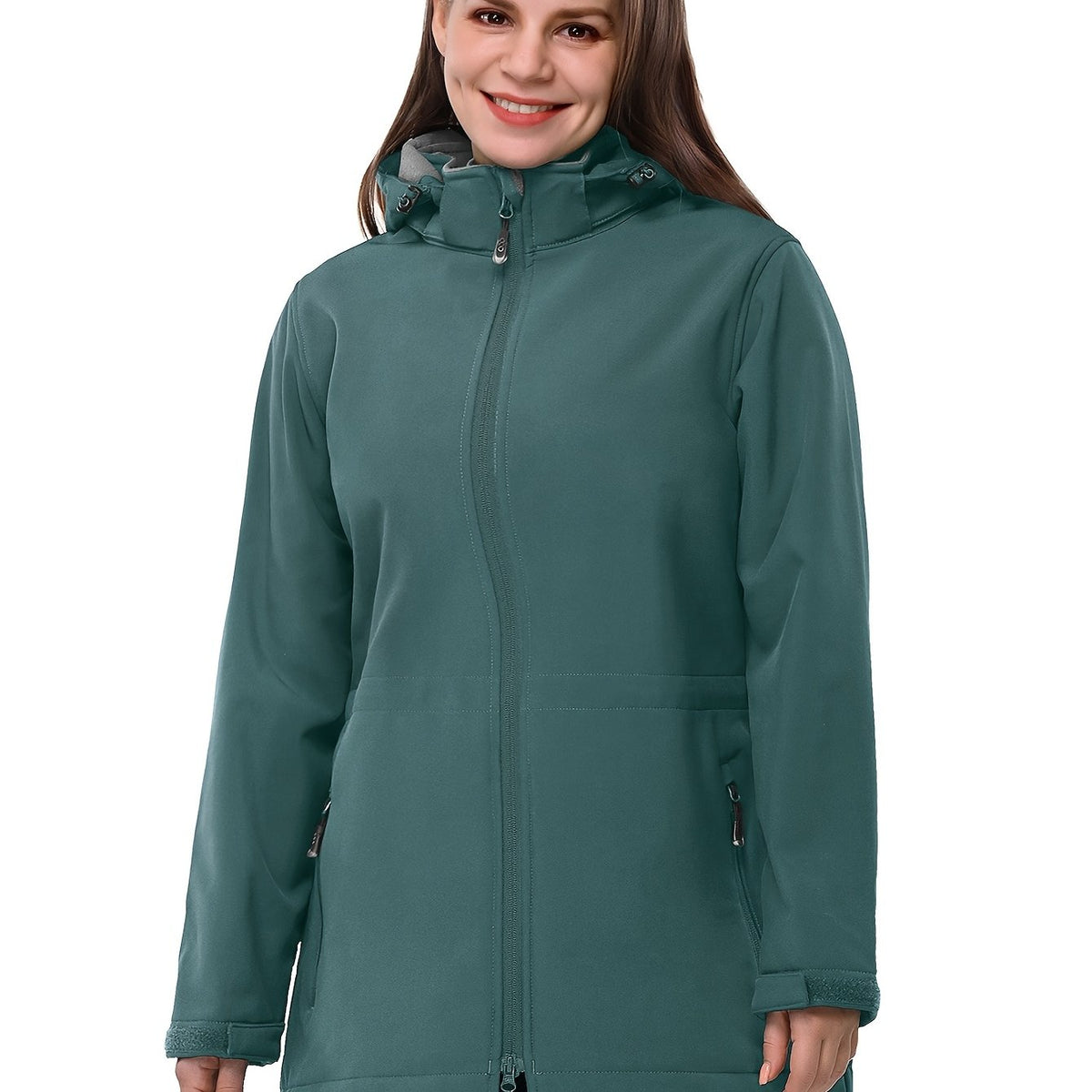 Veste grande taille, capuche, chaleur d'hiver, coupe-vent, vu de dos