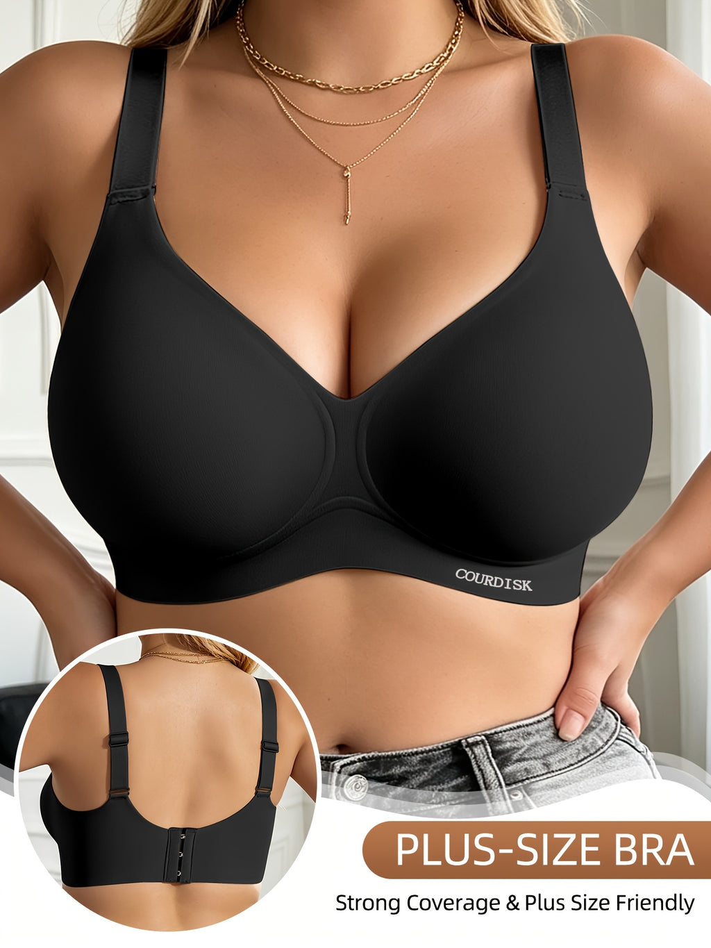 Soutien-gorge grande taille, coupe ample, ligne affirmée, autre coloris