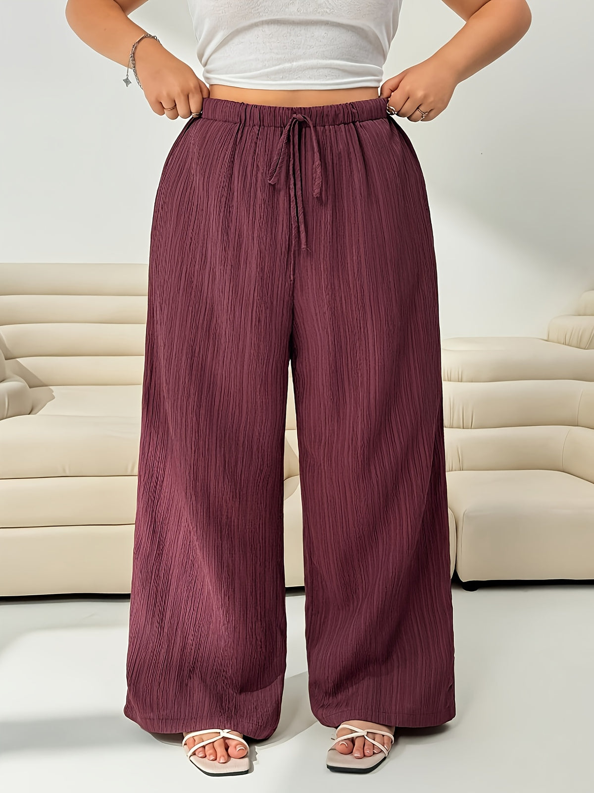 Pantalon d'été grande taille — Lot de 3 palazzos froissés