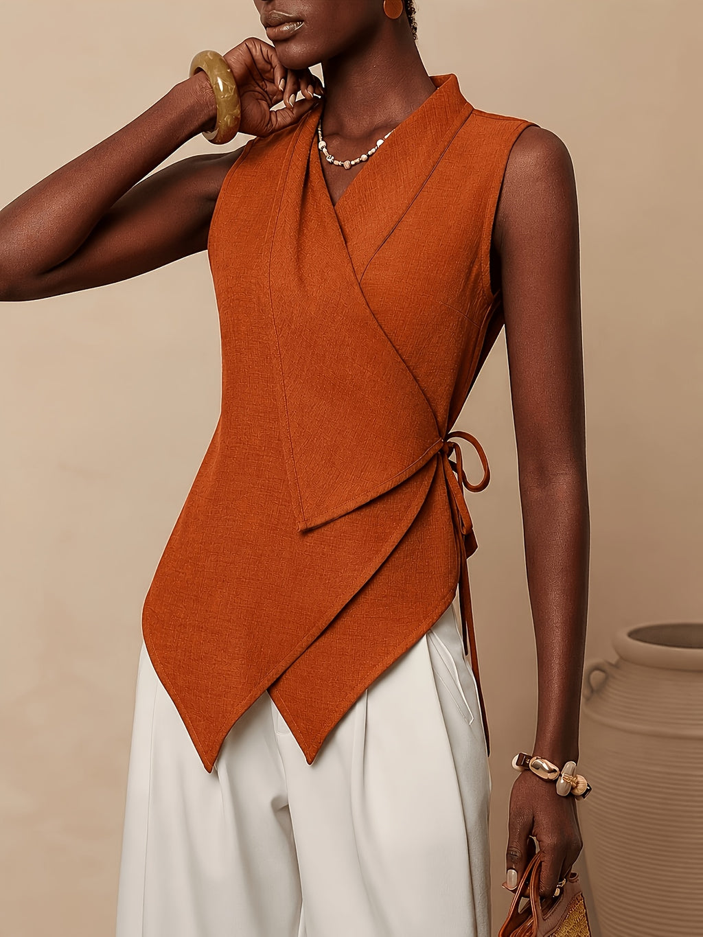 Chemise grande taille, col V, détail du tissu