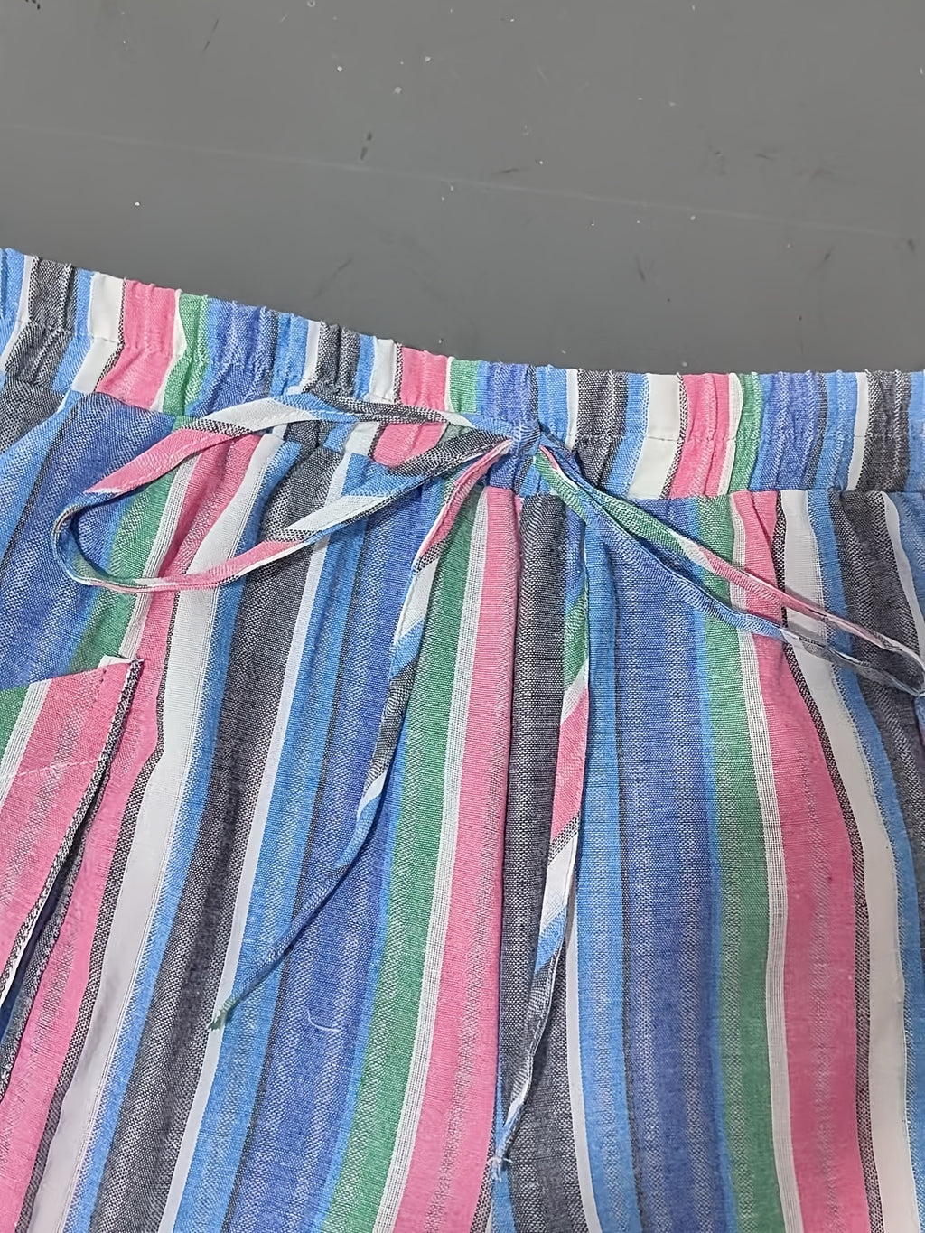 Pantalon grande taille à rayures, coupe droite, cordon, autre coloris