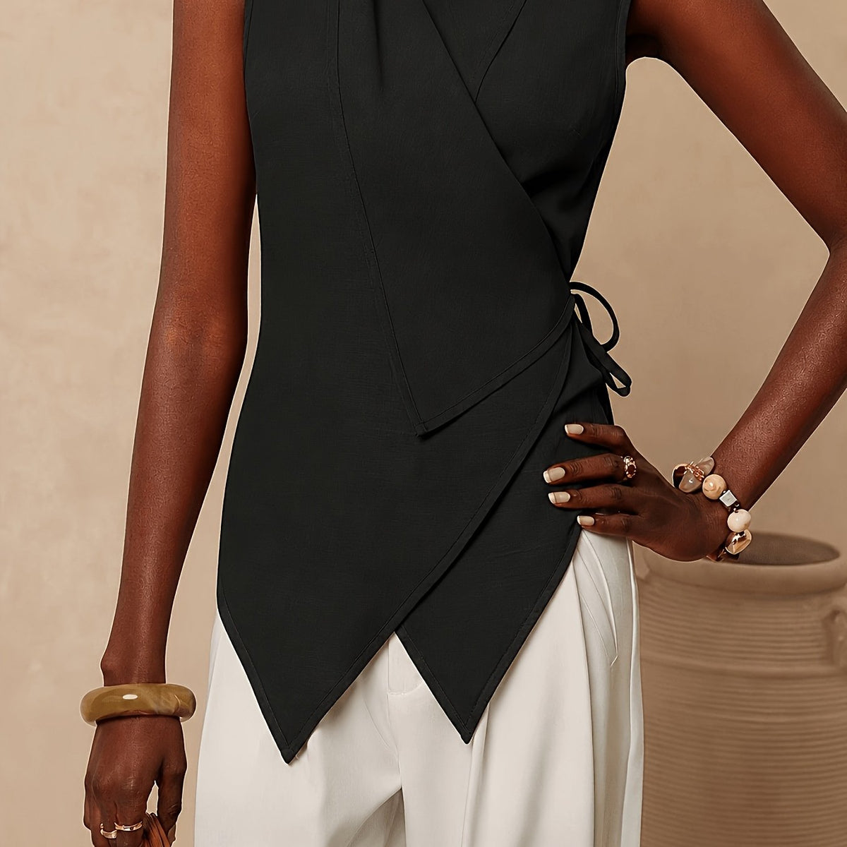 Chemise grande taille, col V — composition : 100% Polyester Image