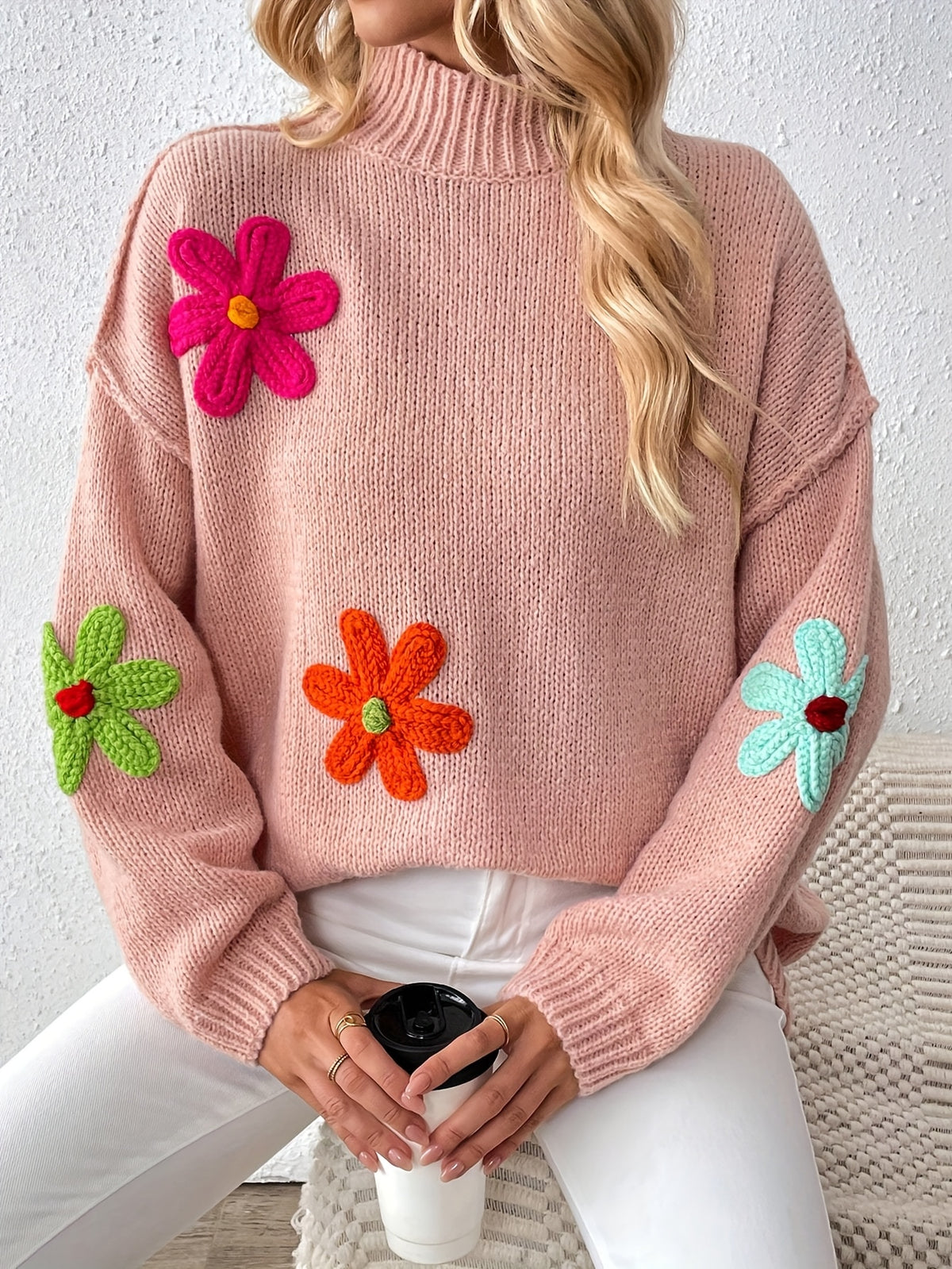 Pull grande taille, chaleur d'hiver, coupe asymétrique, porté de face