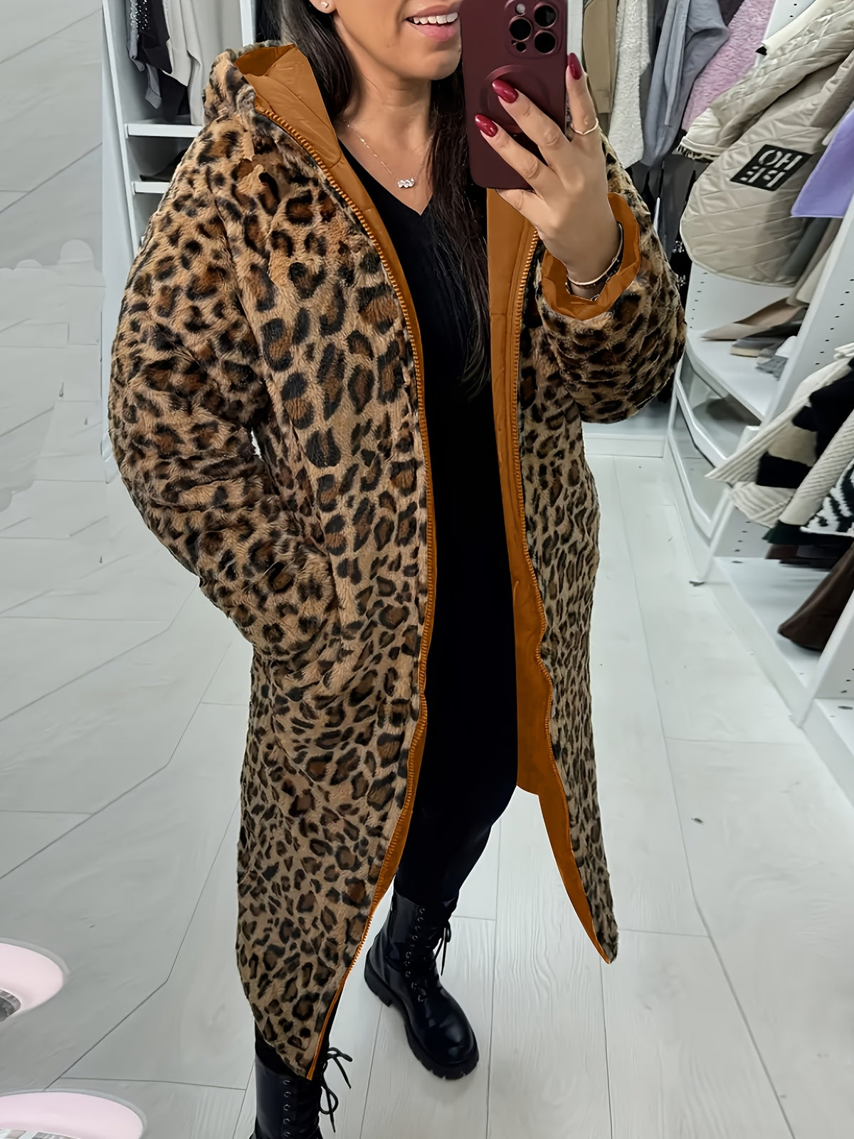 Manteau grande taille à imprimé léopard, chaleur d'hiver, matelassé, autre coloris