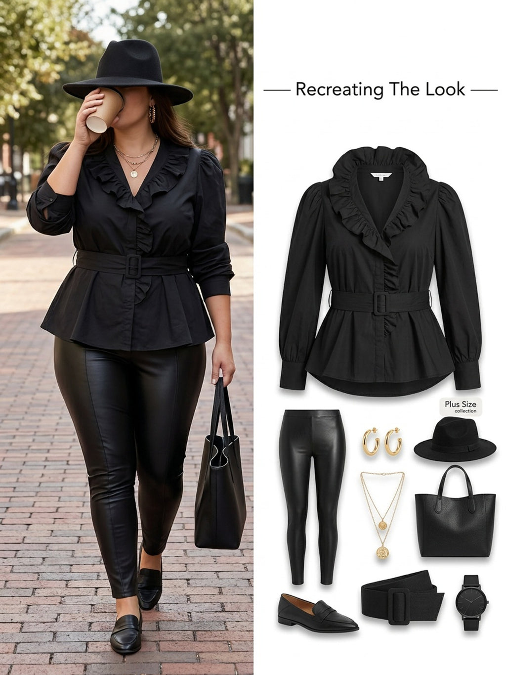 Chemise grande taille, ceinture assortie, mise en situation